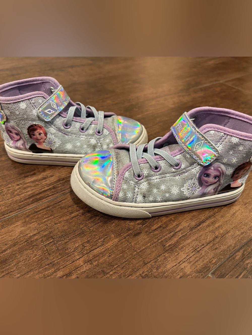 Disney Kids' High-Top Sneakers in Light Purple and Silver Holographic